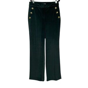 Maison D'Amelie Green Velvet Wide Pants Gold Button Sailor Trousers US Sz 2